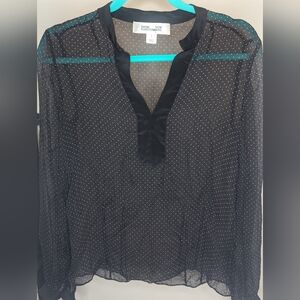 Diane Von Furstenberg Sheer Polka Dot Blouse